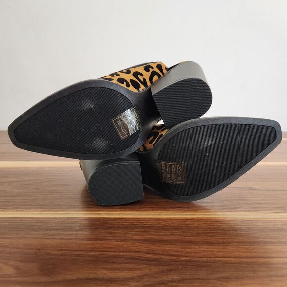 Qupid Womens Slay Faux Suede Animal Print Ankle Bootie Slingback Black Brown 6.5 - Picture 8 of 8